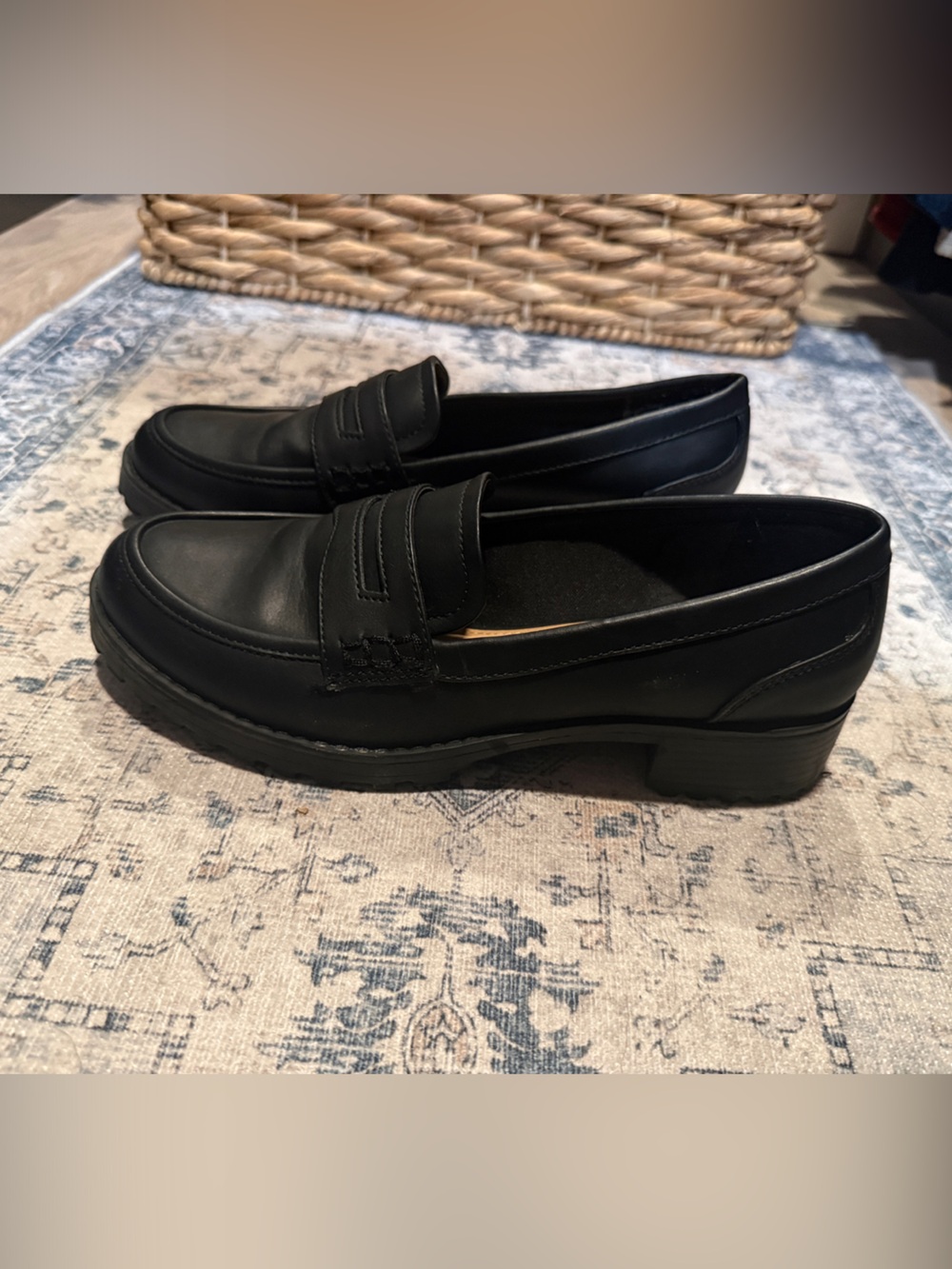 Classic Black Penny Loafers size 8